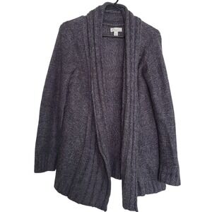 Kim Rogers Knit Open‎ Front Gray Cardigan Sweater Ribbed Detail Acrylic SZ:S